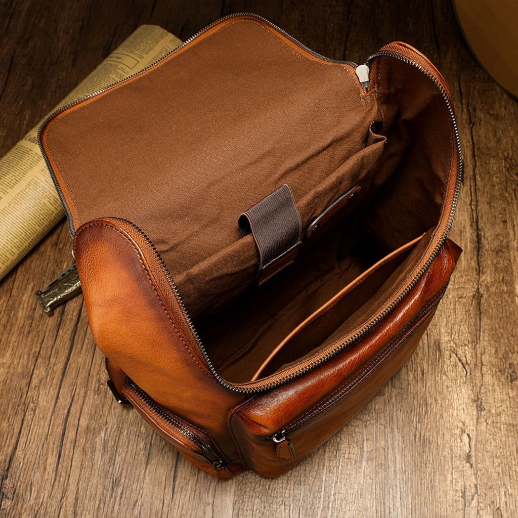 Balo Du Lịch Da Bò VEG Patina Ý Chứa Laptop Đa Chức Năng BPL315