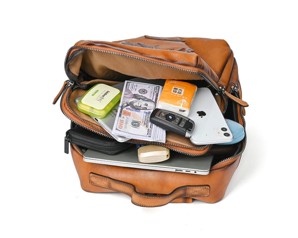 Balo Da Bò VEG Patina Italy Handmade Cao Cấp Đa Chức Năng BPL380