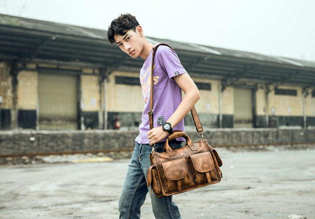 Túi Xách Da Bò VEG Patina Italy Cao Cấp Xách Tay Đựng Laptop & Hồ Sơ SBM373