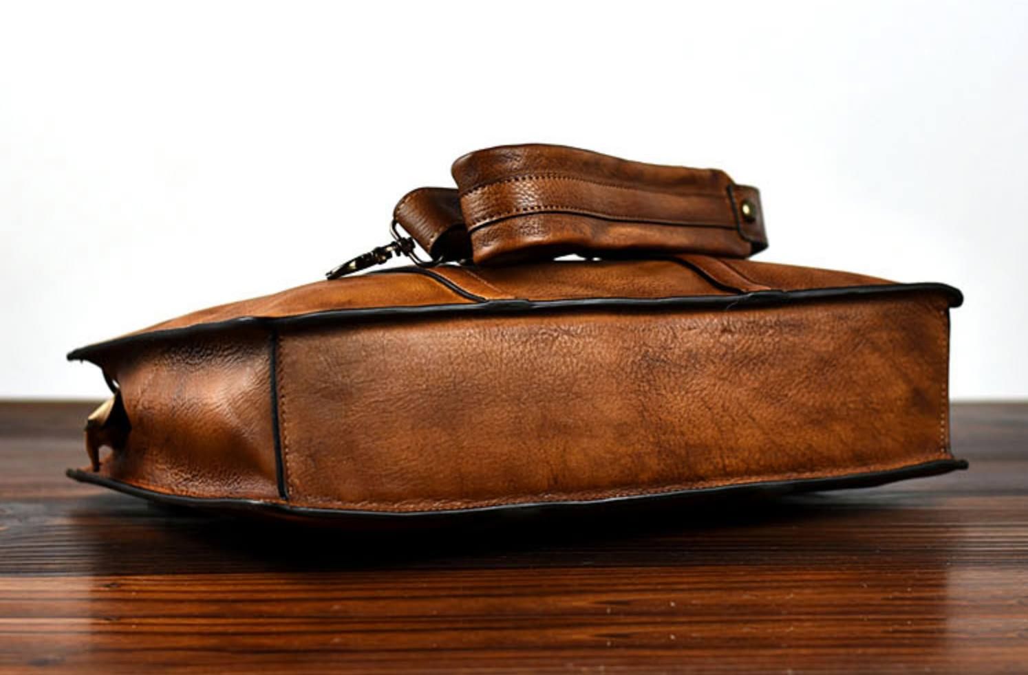 Cặp Da Bò VEG Patina Italy Cao Cấp Xách Tay Đựng Laptop & Hồ Sơ Bussiness Men SBM282