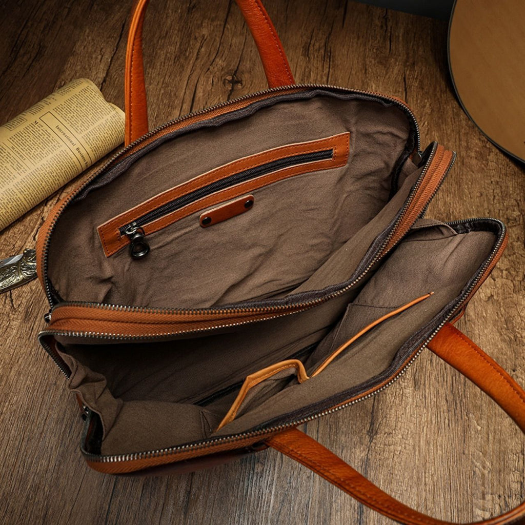 Cặp Da Bò VEG Italy Nhập Khẩu Xách Tay Đựng Laptop & Hồ Sơ Bussiness Men SBM242