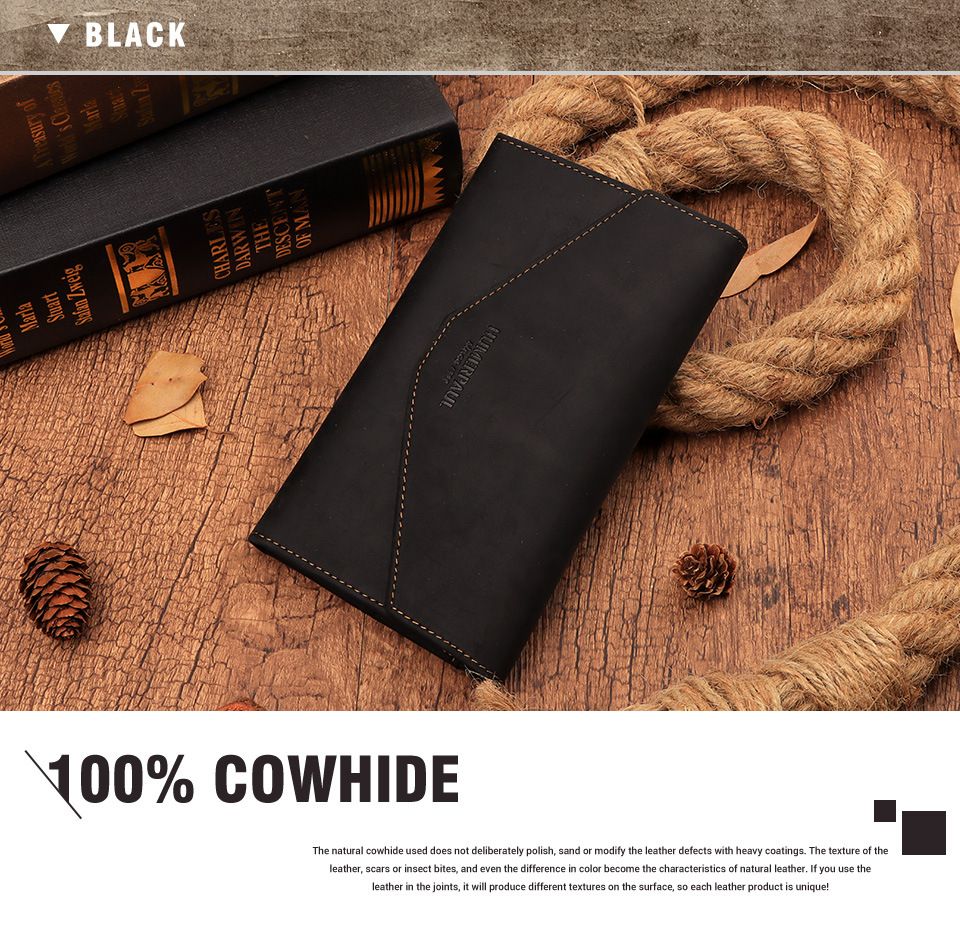 Ví Cầm Tay Da Bò Sáp Nhập Khẩu HUMERPAUL VINTAGE W236