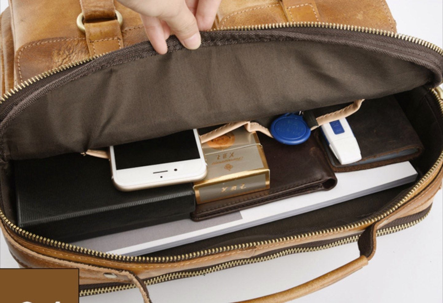 Cặp Da Bò VEG Italy Nhập Khẩu Đựng Laptop Phong Cách Cổ Điển SBM196