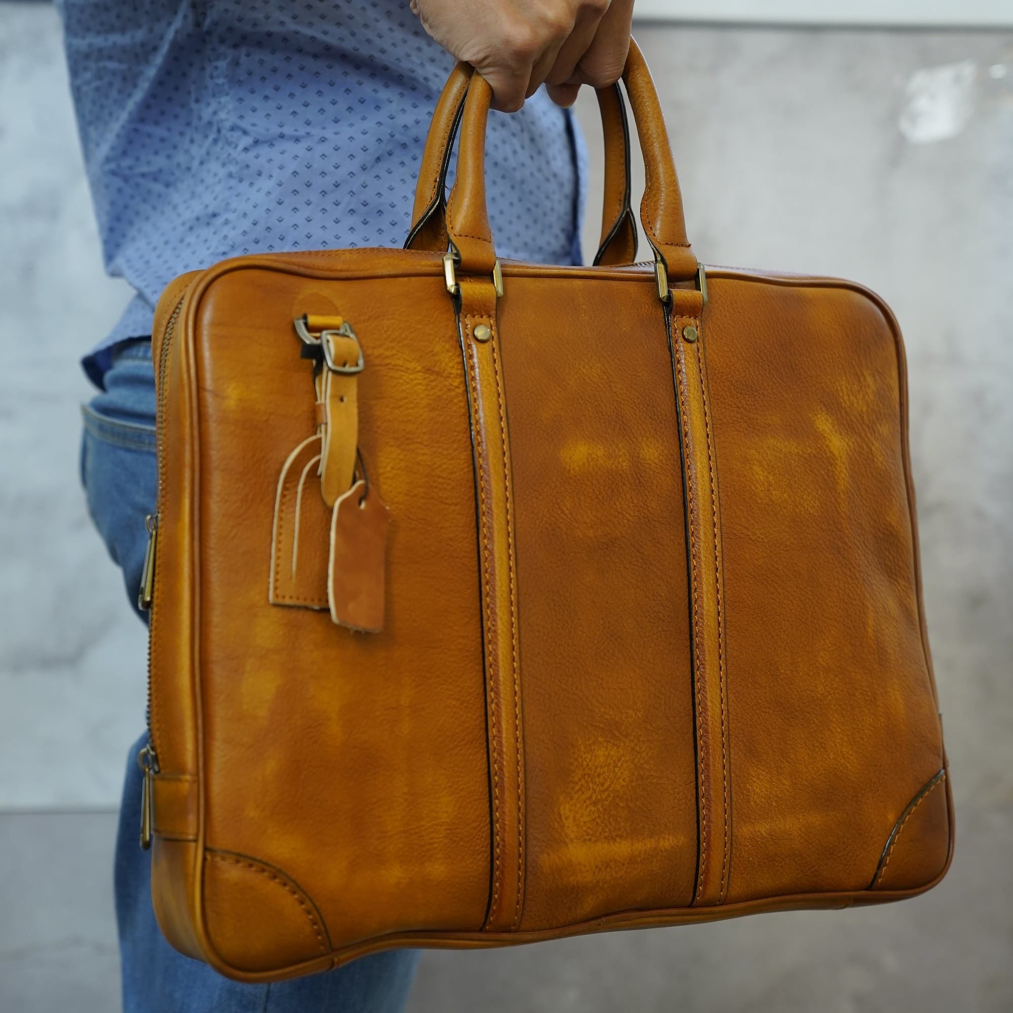 Cặp Xách Tay Da Bò VEG Italy Nhập Khẩu Đựng Laptop Bussiness Men SBM191