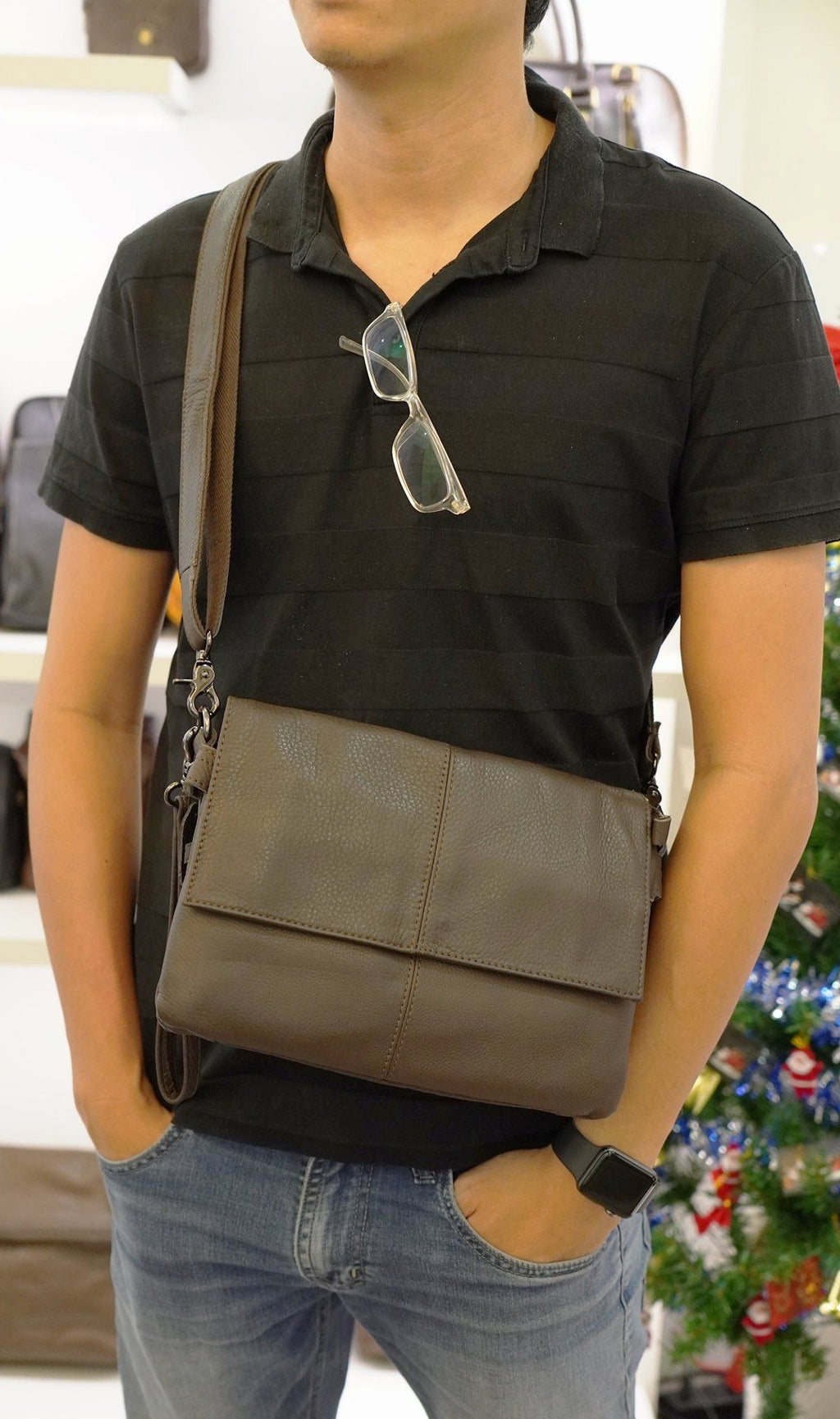 Túi Da Bò Thật Đeo Chéo & Clutch Cầm Tay Đựng IPad - Classic SBM188