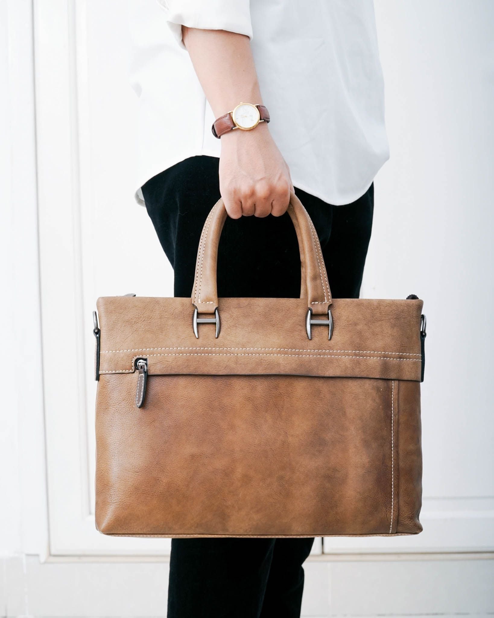 Cặp công sở Da Bò VEG Nhập Khẩu Retro chứa laptop Business Edition SBM96