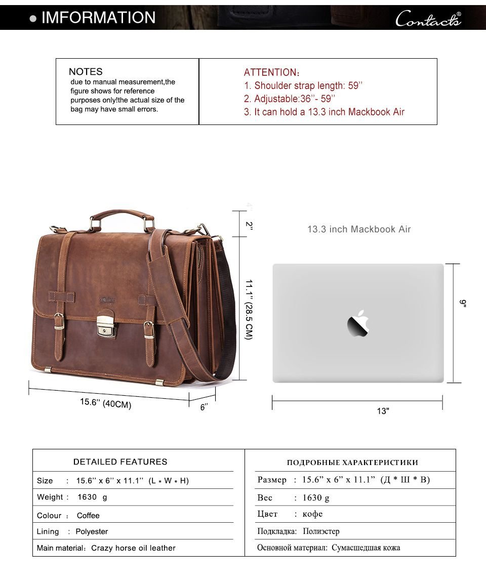 Cặp Da Công Sở Da Bò Sáp Italy Cao Cấp Đựng Laptop RETRO SBM324
