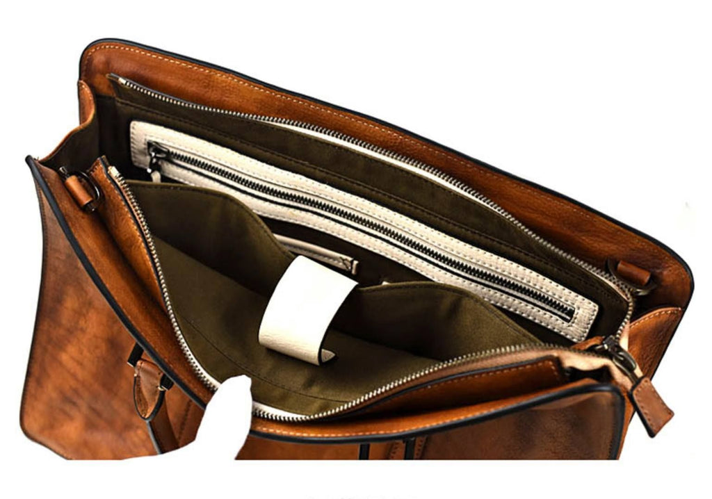 Cặp Da Bò VEG Patina Italy Cao Cấp Xách Tay Đựng Laptop & Hồ Sơ Bussiness Men SBM282