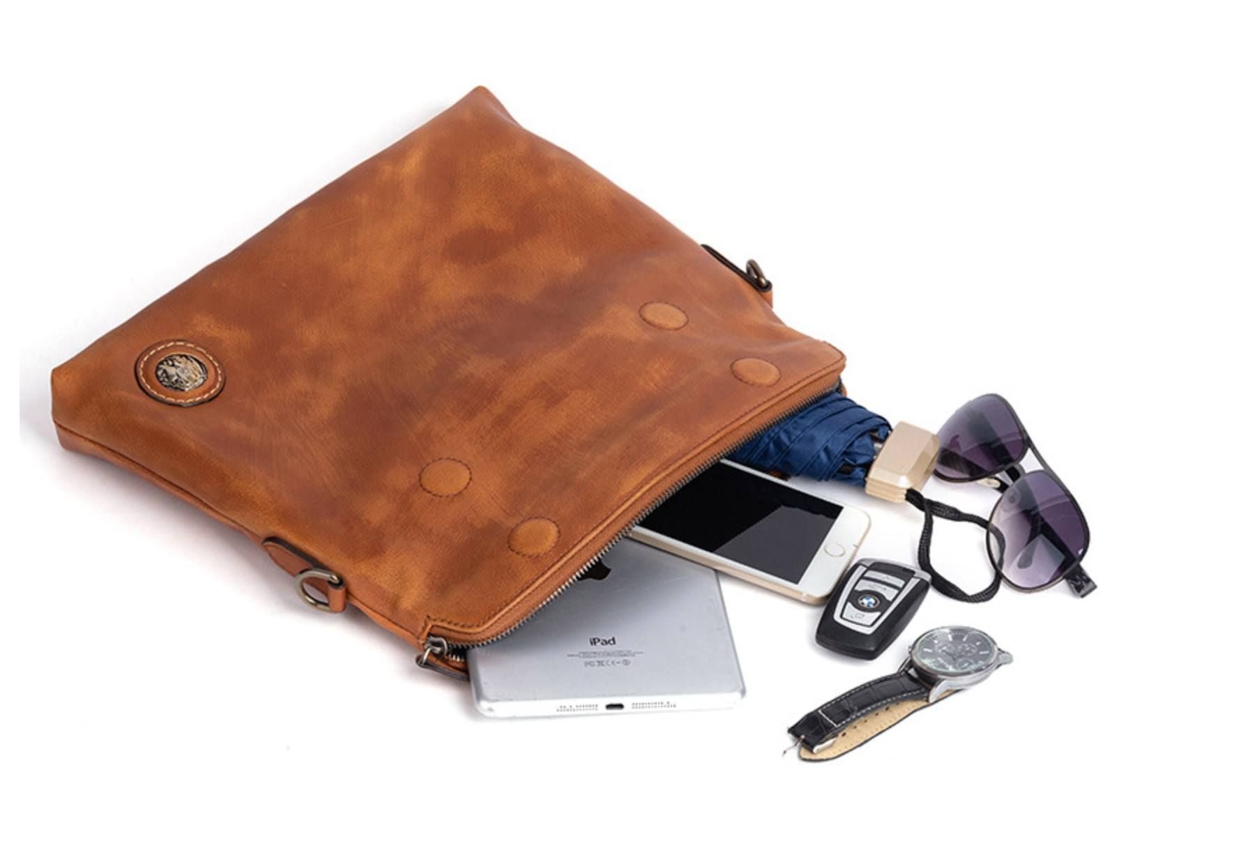 Túi Đeo Chéo Đựng iPad Da Bò VEG Patina Nhập Khẩu - Classic SBM252