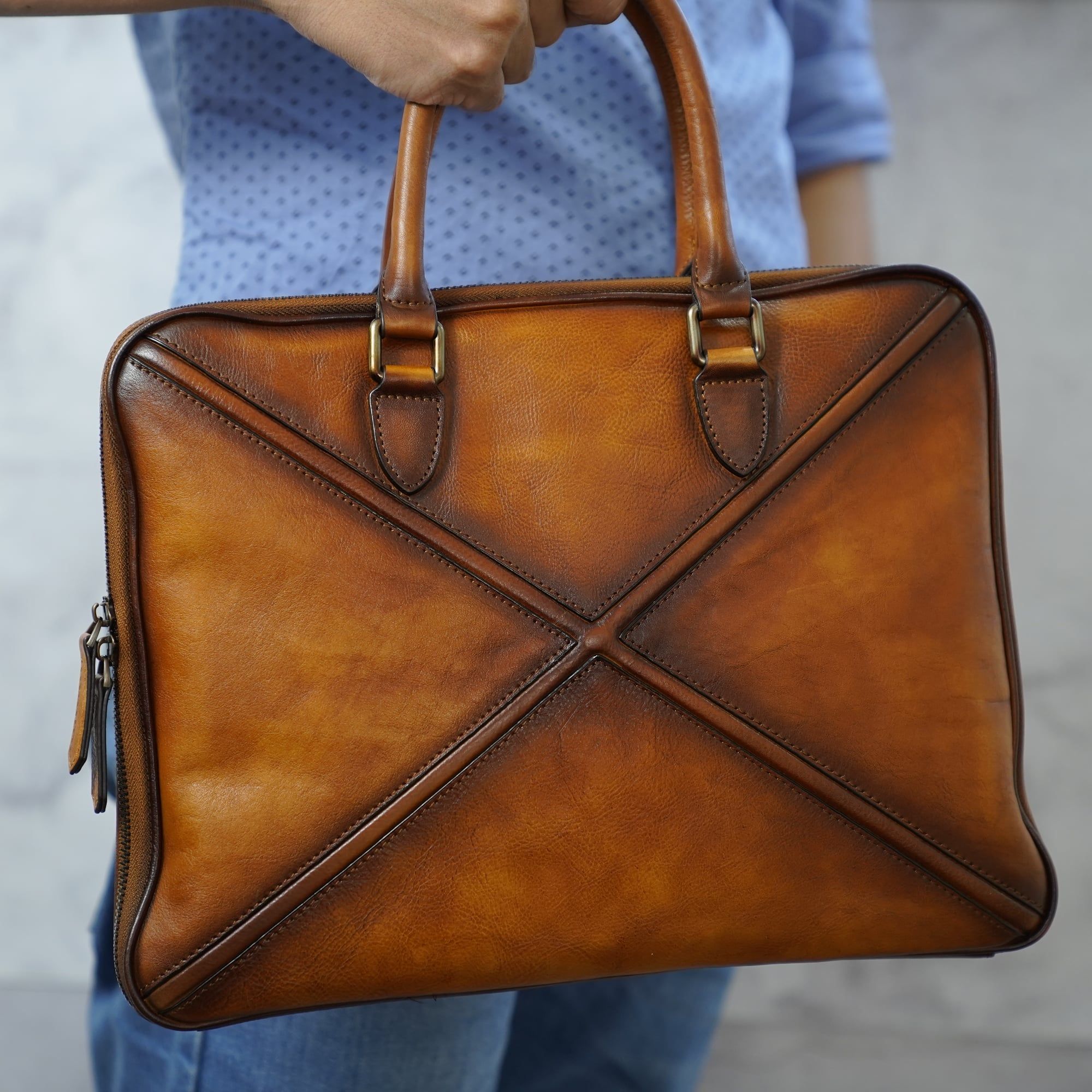 Cặp Da Bò VEG Italy Cao Cấp Xách Tay Đựng Laptop & Hồ Sơ Bussiness Men SBM243