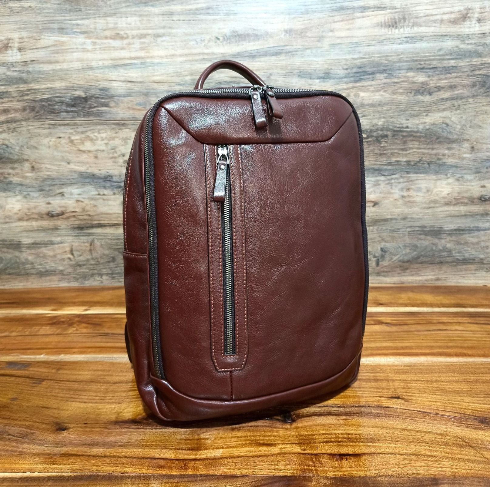 Balo Da Bò VEG Patina Nhập Khẩu RETRO Chứa Laptop Đa Chức Năng BPL172