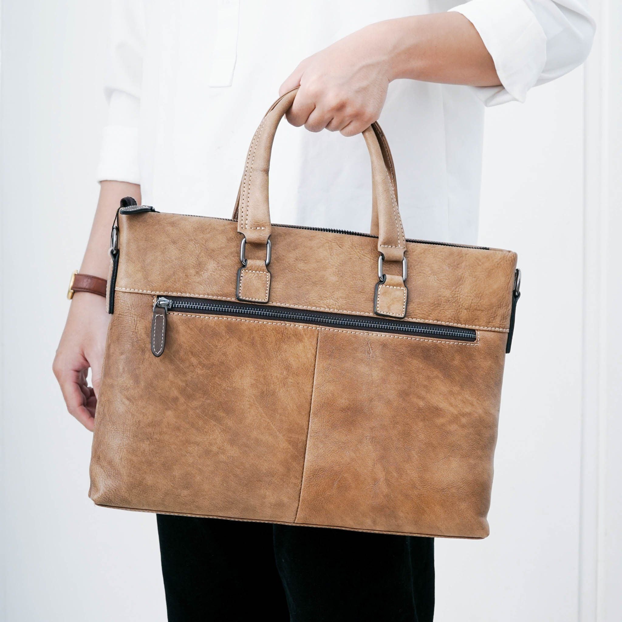 Cặp công sở Da Bò VEG Nhập Khẩu Retro chứa laptop Business Edition SBM96