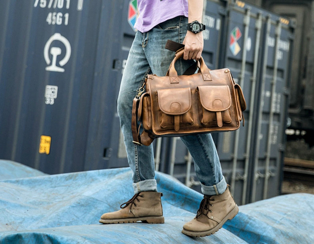 Túi Xách Da Bò VEG Patina Italy Cao Cấp Xách Tay Đựng Laptop & Hồ Sơ SBM373