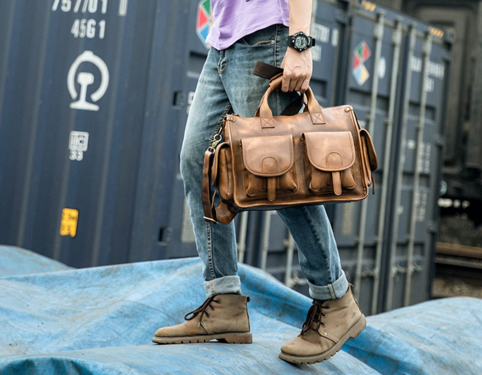 Túi Xách Da Bò VEG Patina Italy Cao Cấp Xách Tay Đựng Laptop & Hồ Sơ SBM373