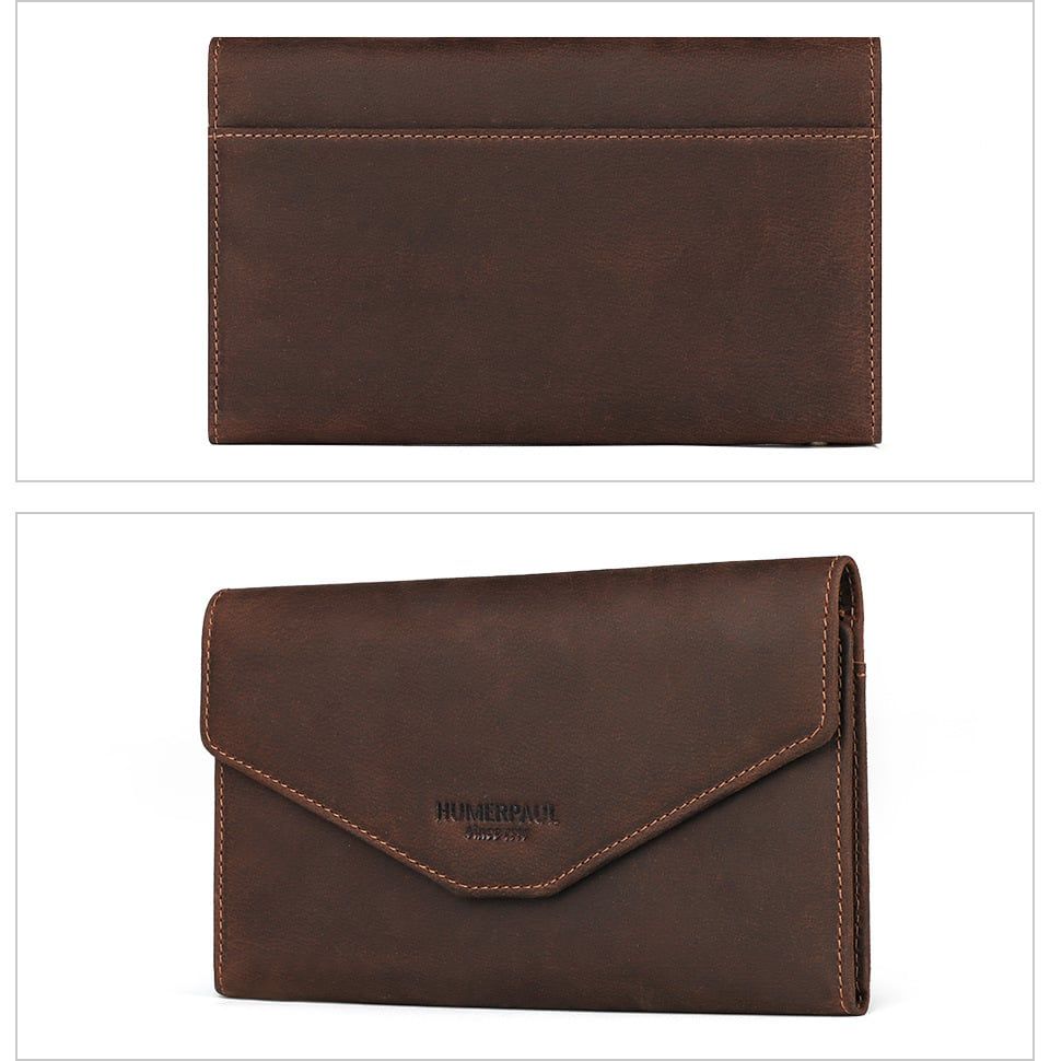 Ví Cầm Tay Da Bò Sáp Nhập Khẩu HUMERPAUL VINTAGE W236