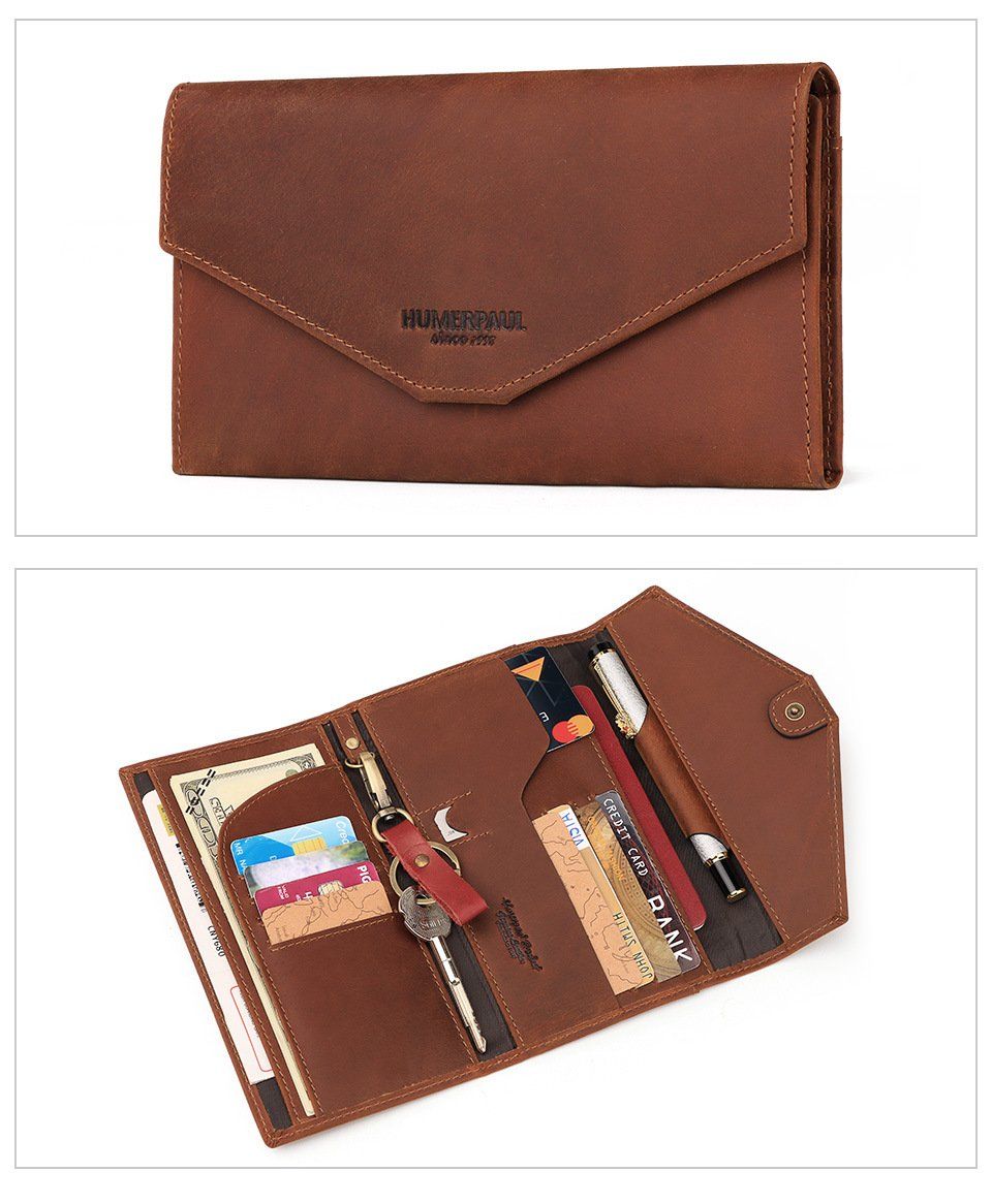 Ví Cầm Tay Da Bò Sáp Nhập Khẩu HUMERPAUL VINTAGE W236