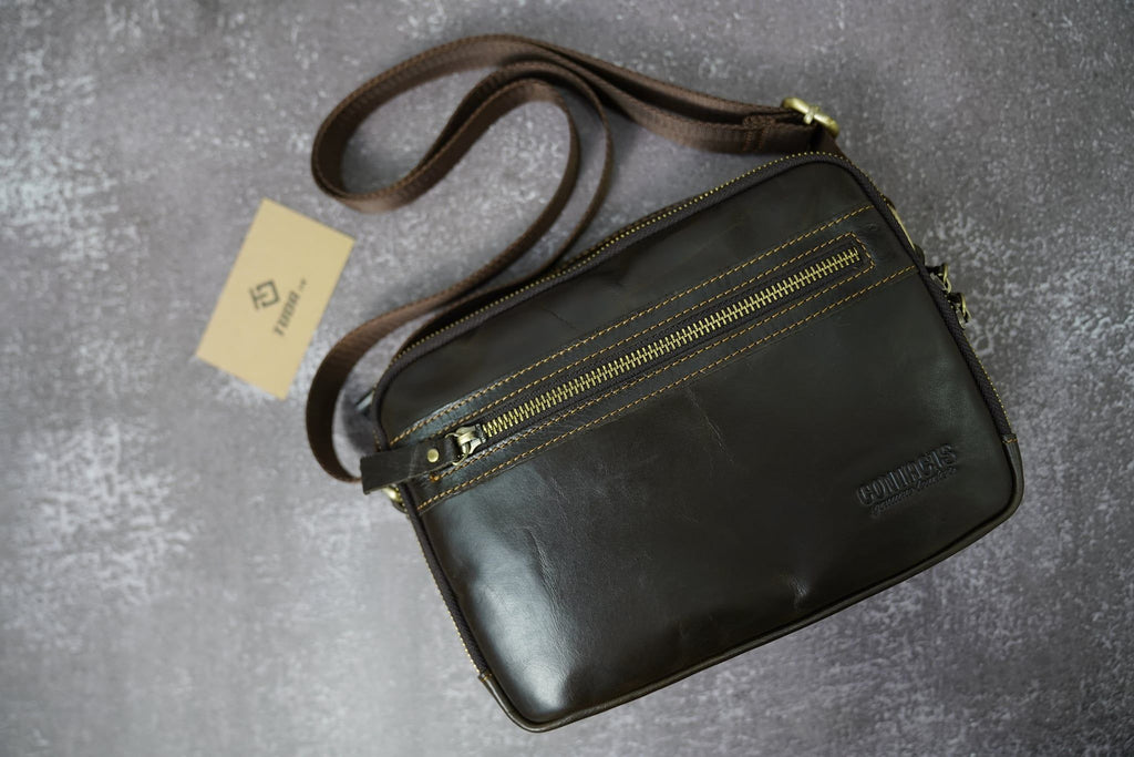 Túi Messenger Da Bò PULL UP Nhập Khẩu Đeo Chéo Đựng iPad - Classic SBM233