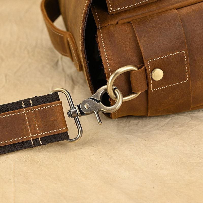 Túi Hộp Da Bò Sáp Italy đựng máy ảnh Đeo Chéo & Xách Tay Cổ Điển SBM353