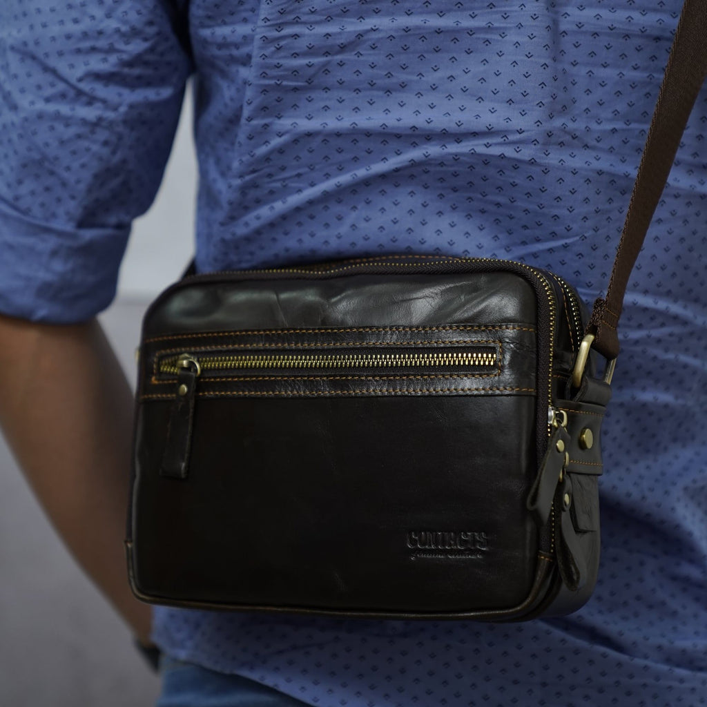 Túi Messenger Da Bò PULL UP Nhập Khẩu Đeo Chéo Đựng iPad - Classic SBM233