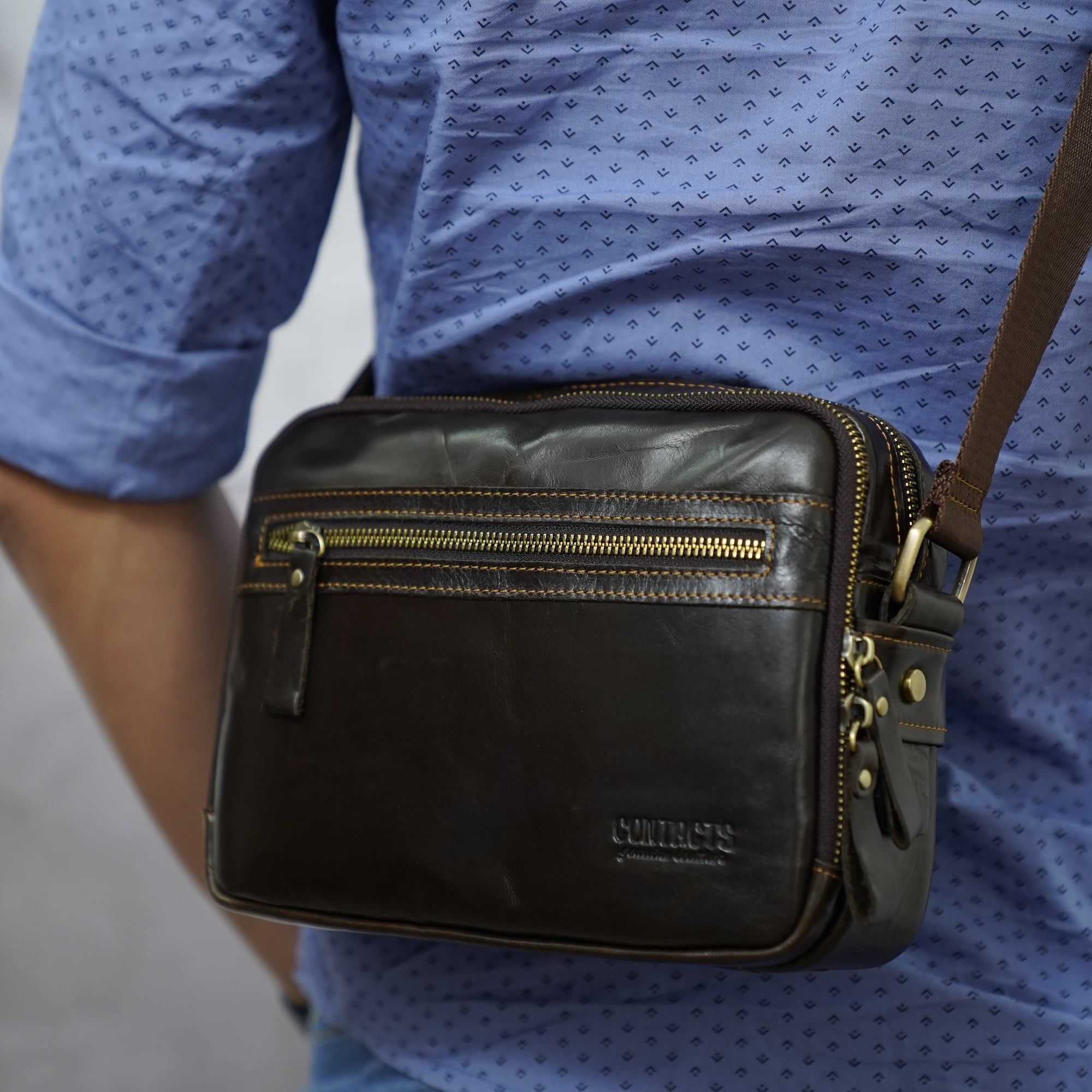 Túi Messenger Da Bò PULL UP Nhập Khẩu Đeo Chéo Đựng iPad - Classic SBM233