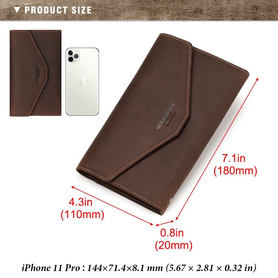 Ví Cầm Tay Da Bò Sáp Nhập Khẩu HUMERPAUL VINTAGE W236