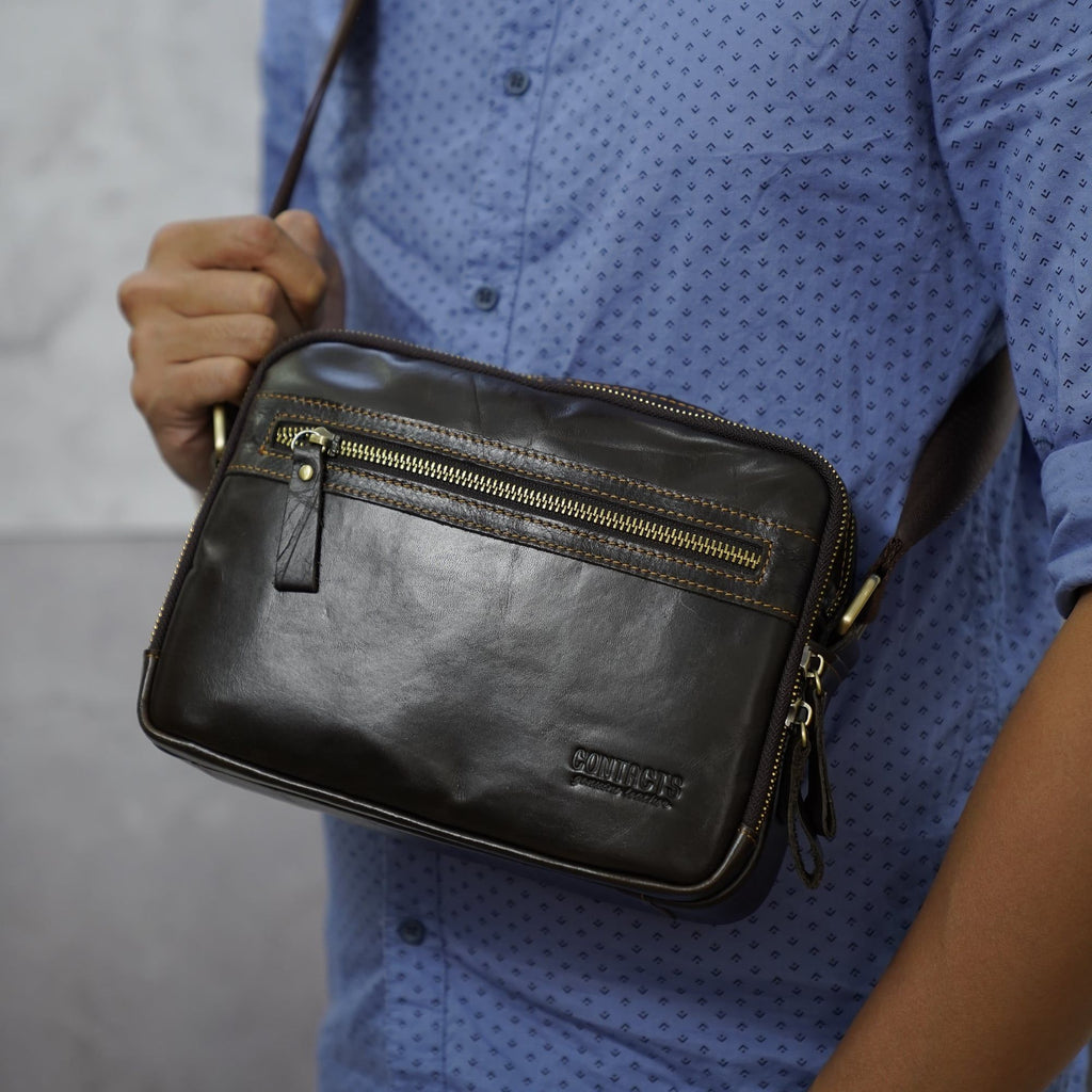 Túi Messenger Da Bò PULL UP Nhập Khẩu Đeo Chéo Đựng iPad - Classic SBM233