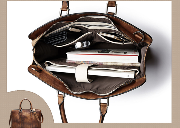 Cặp Da Bò VEG Patina Italy Cao Cấp Xách Tay Đựng Laptop & Hồ Sơ Bussiness Men SBM282