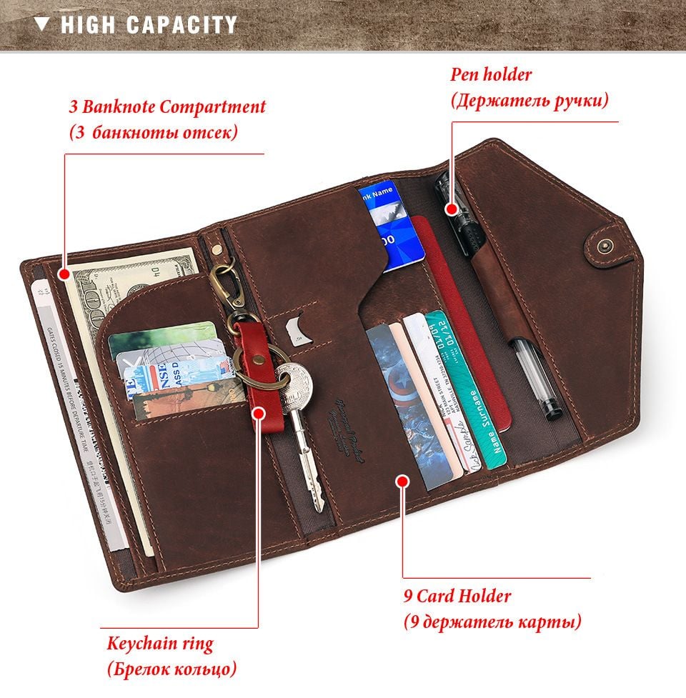 Ví Cầm Tay Da Bò Sáp Nhập Khẩu HUMERPAUL VINTAGE W236