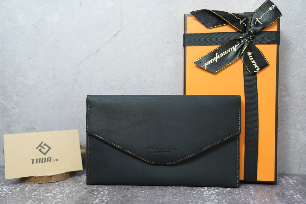 Ví Cầm Tay Da Bò Sáp Nhập Khẩu HUMERPAUL VINTAGE W236