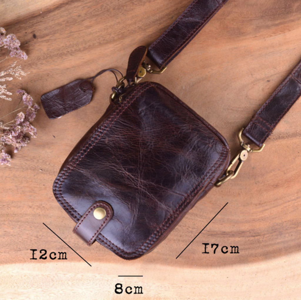 Túi da bò thật nhỏ gọn Berry & Ken RETRO - Classic edition SBM113