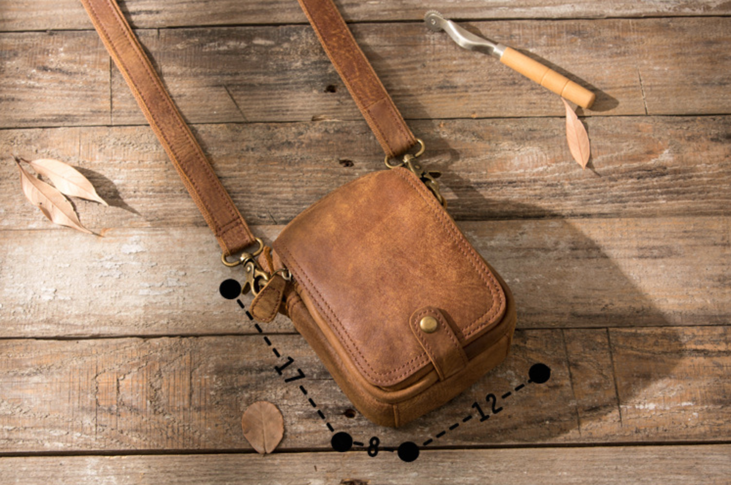 Túi da bò thật nhỏ gọn Berry & Ken RETRO - Classic edition SBM113