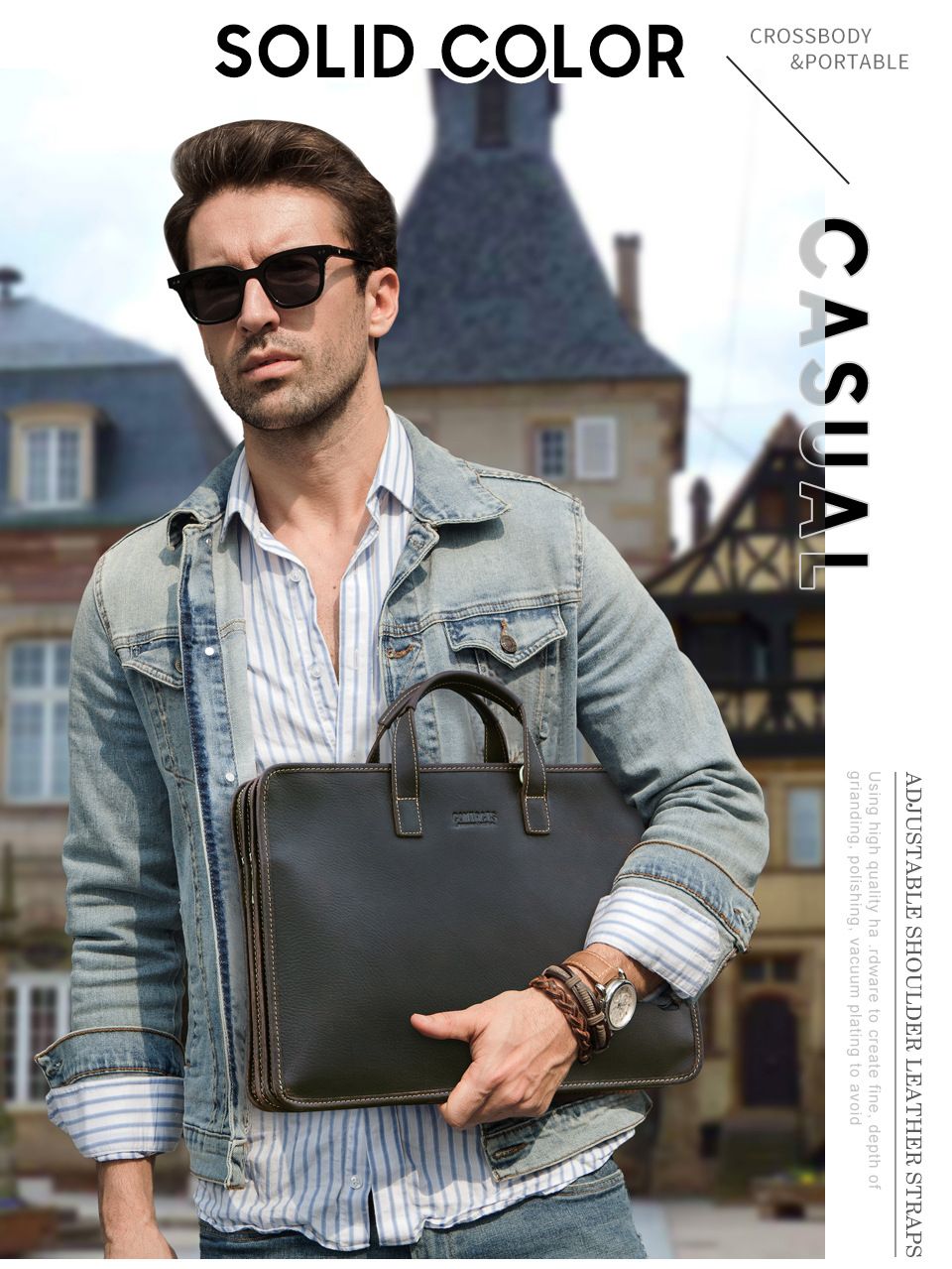 Cặp Công Sở Nam Nhiều Ngăn Bằng Da Nguyên Hạt Black Angel TUDA SBM408