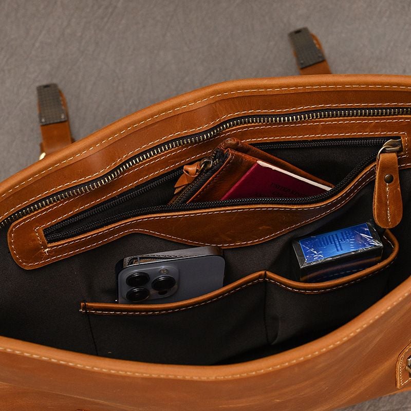 Cặp Da Công Sở Da Bò Sáp Cao Cấp Đựng Laptop VINTAGE TUDA SBM399