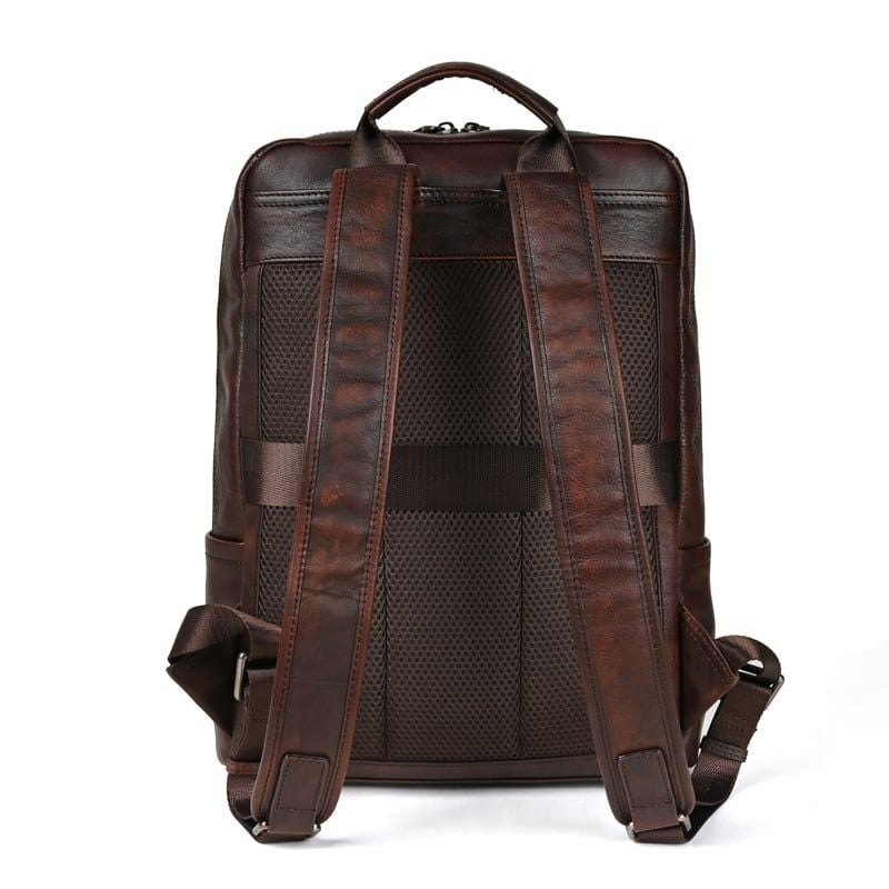 Balo Da Bò VEG Patina Ý Cao Cấp Đựng Laptop & Du Lịch Đa Chức Năng BPL381