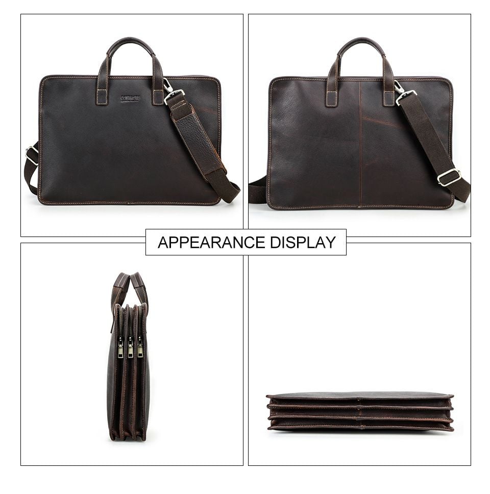 Cặp Công Sở Nam Nhiều Ngăn Bằng Da Nguyên Hạt Black Angel TUDA SBM408