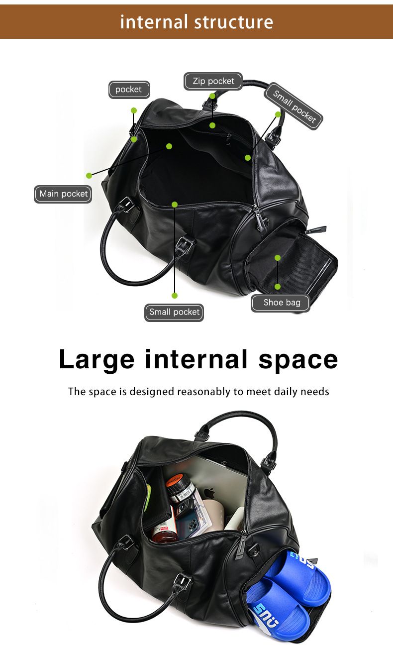 Túi Du Lịch Da Bò Thật Dung Tích Lớn Có Ngăn Chứa Giầy Phong Cách Âu Mỹ TBL416