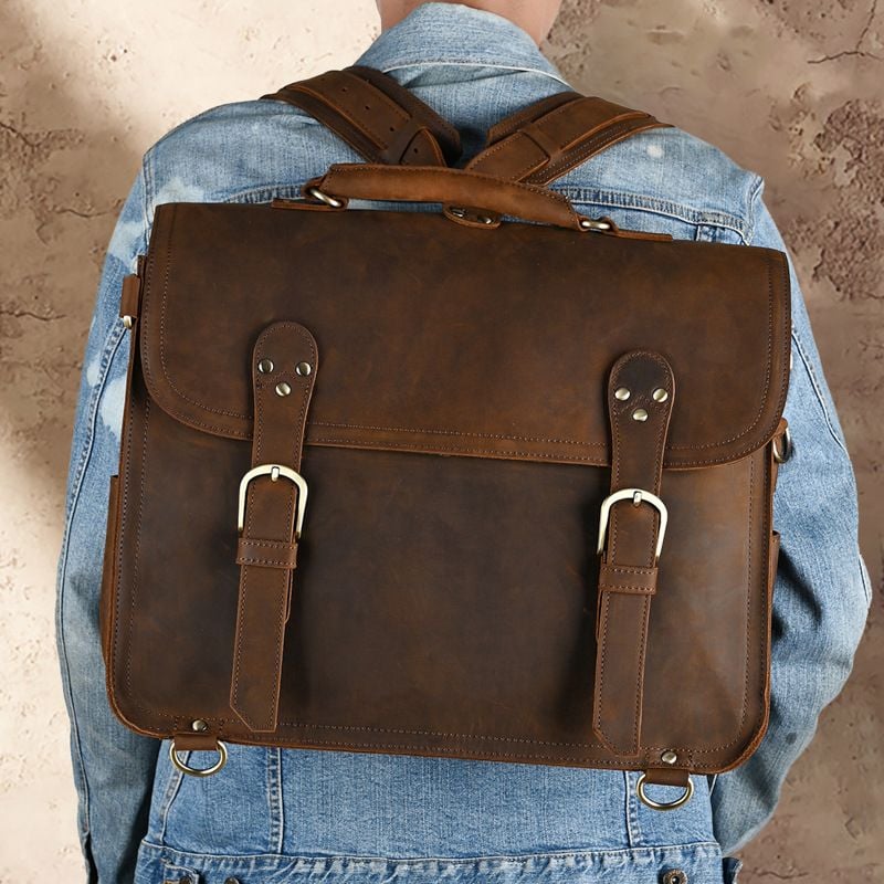 Cặp Da Công Sở Da Bò Sáp Italy Cao Cấp Đa Năng Kết Hợp Balo SBM390