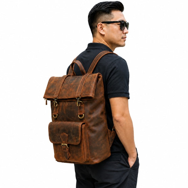 Balo Da Bò Sáp HANDMADE Chứa Laptop Đa Chức Năng TUDA BPL417