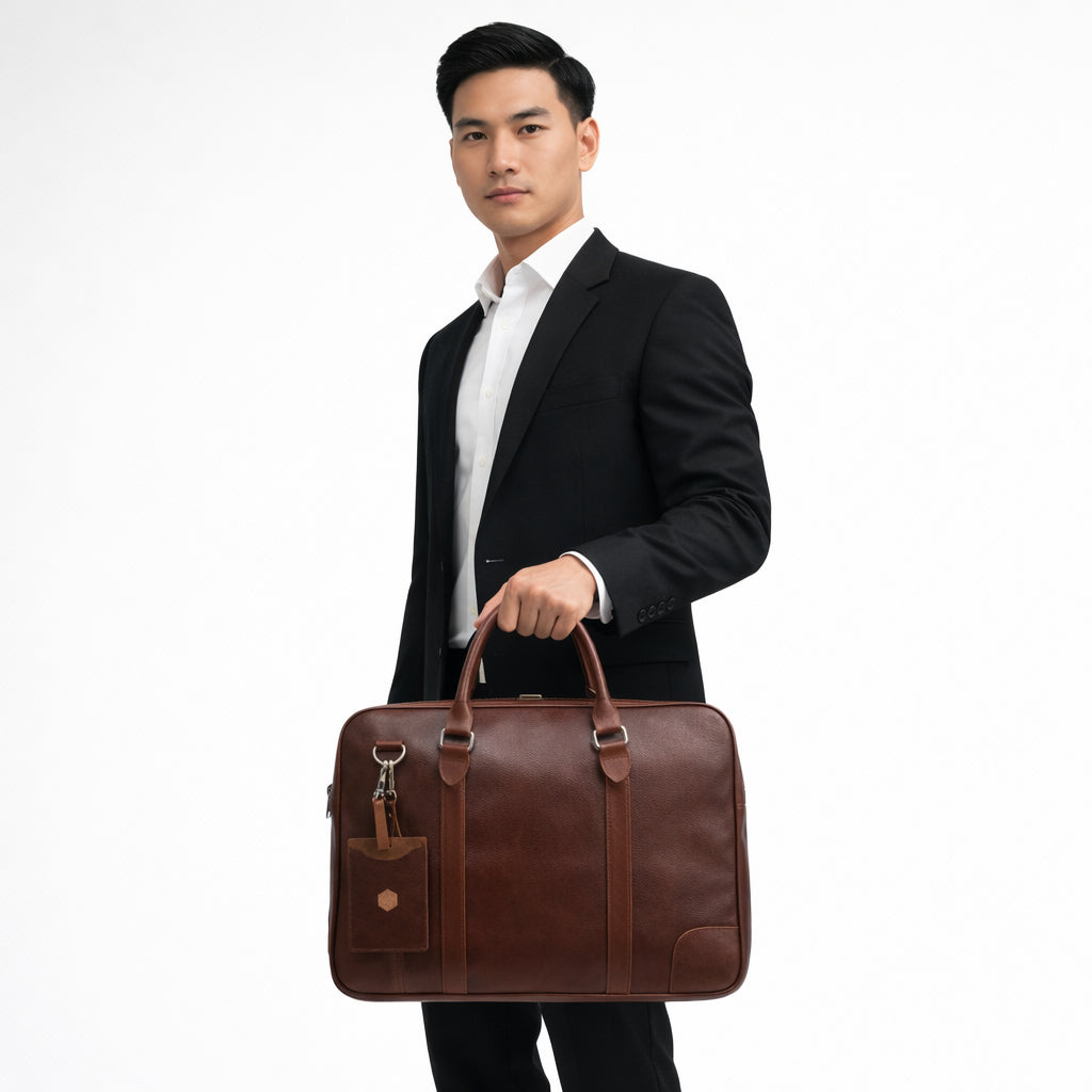 Cặp Xách Tay Da Bò VEG Italy Nhập Khẩu Đựng Laptop Bussiness Men TUDA SBM191